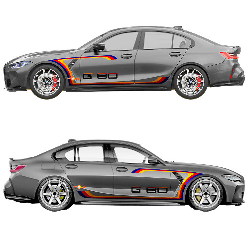M Performance Side Door Stripes Fender Vinyl Decal 2 for BMW M3 G80