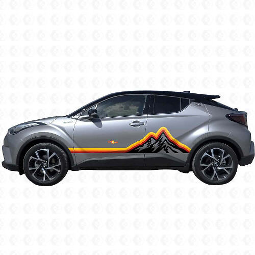 Montagnes Autocollants Vinyle Bandes Latérales Graphiques Style Vintage Pour Toyota C-HR 2014
