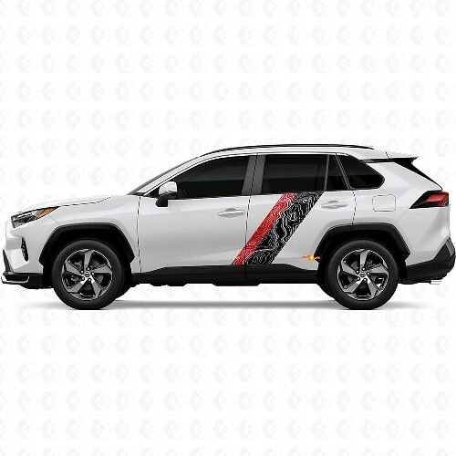 Topographic Map Style Door Side Stripes Vinyl Stickers Decal For Toyota RAV4 2025