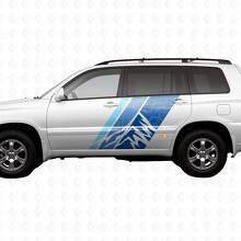 Vintage Mountains Topographic Style Door Side Stripes Vinyl Stickers Decal For Toyota Highlander 2006 2