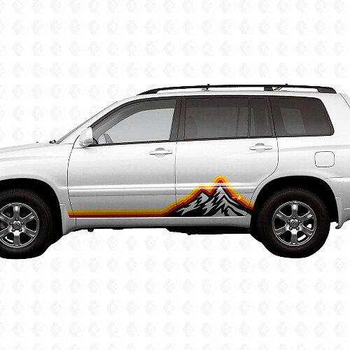 Mountains Vintage Style Graphic Side Stripes Vinyl Stickers Decal For Toyota Highlander 2006