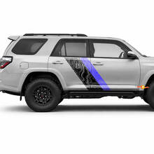 Topographic Map Style Twin Stripes Side Vinyl Stickers Decal For Toyota 4Runner 2009-2024 2