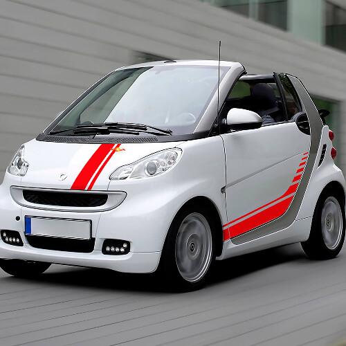 Racing Stripes Bonnet Side Vinyl Decal Sticker Kit For Smart