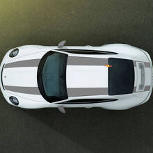 Wide Double Racing Stripes Hood Roof Trunk Vinyl Decal Kit For Porsche 911R_2