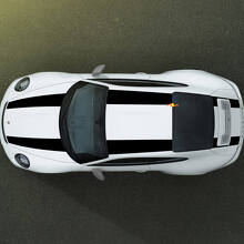 Wide Double Racing Stripes Hood Roof Trunk Vinyl Decal Kit For Porsche 911R_3
