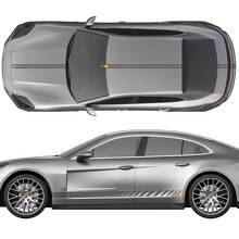 Kits de vinyle avec bandes de course pour côtés, capot, toit et coffre pour Porsche Panamera 2