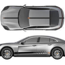 Kits de vinyle avec bandes de course pour côtés, capot, toit et coffre pour Porsche Panamera 3