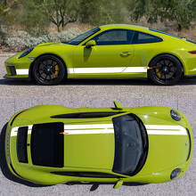 Double Racing Stripes Sides Bonnet Roof Boot Vinyl Decal Kit For Porsche 718 Cayman Boxster 2
