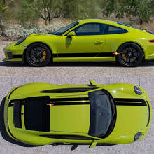 Double Racing Stripes Sides Bonnet Roof Boot Vinyl Decal Kit For Porsche 718 Cayman Boxster 3