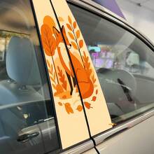 Fox Autumn Forest Style Pillar Doors Vinyl Decal Sticker 2