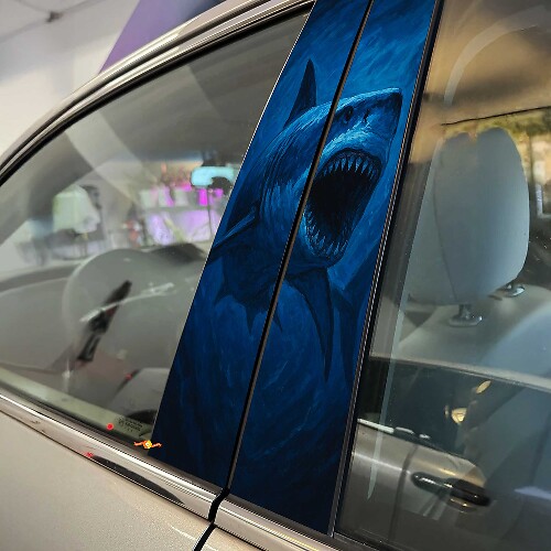 Great White Shark Style Pillar Doors Vinyl Decal Sticker 1