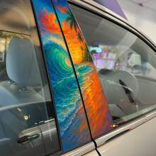 Beach Wave Style Pillar Doors Vinyl Decal Sticker 2