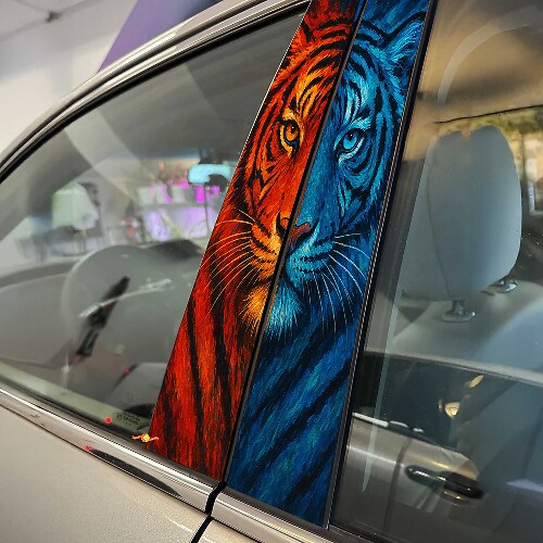 Two Tone Tiger Guise Pillar Doors Vinyl Decal Sticker