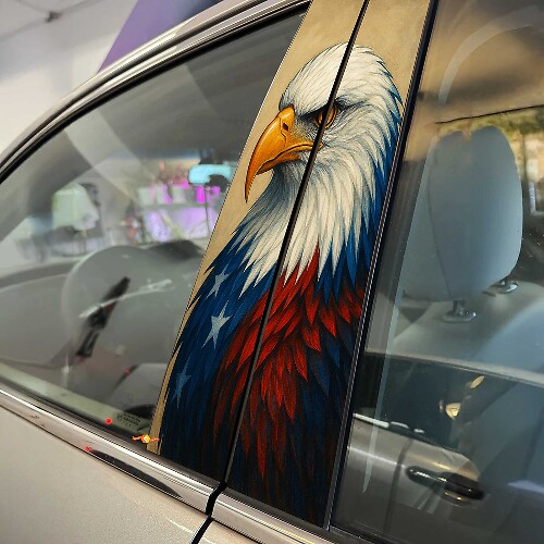 Bald Eagle USA Style Pillar Doors Vinyl Decal Sticker 2