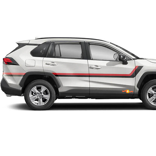 Twin Stripes Door Side Vinyl Stickers Decal For Toyota RAV4 2019-2025
