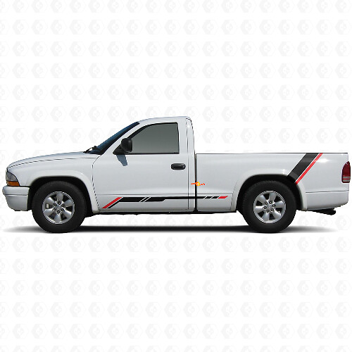 Checkered Stripes Rocker Panel Rear Side Vinyl Sticker Decal for Dodge Dakota 1997-2004 1