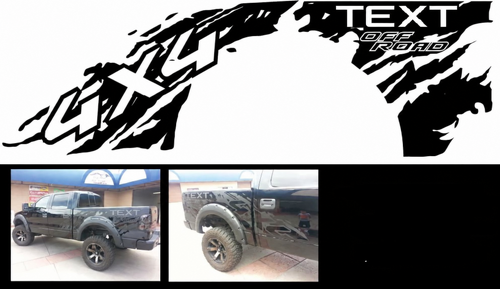 4x4 TEXT Off Road Mud Splatter Bedside Vinyl Decal Sticker for Ford F-150 2010-2014