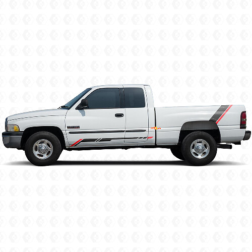 Checkered Stripes Rocker Panel Rear Side Vinyl Sticker Decal for Dodge Ram 1500 1994-2001