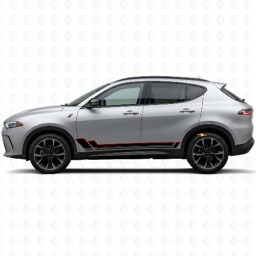 Twin Stripes Rocker Panel Vinyl Decal Kit for Dodge Hornet 2023+