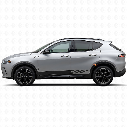Adesivo Vinilico com Faixas Quadriculadas para Painel Lateral do Dodge Hornet 2023+