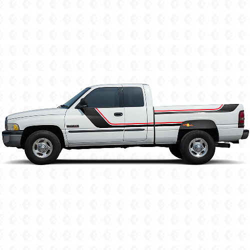 Twin Stripes Door and Rear Side Vinyl Decal Kit for Dodge Ram 1500 1994-2001