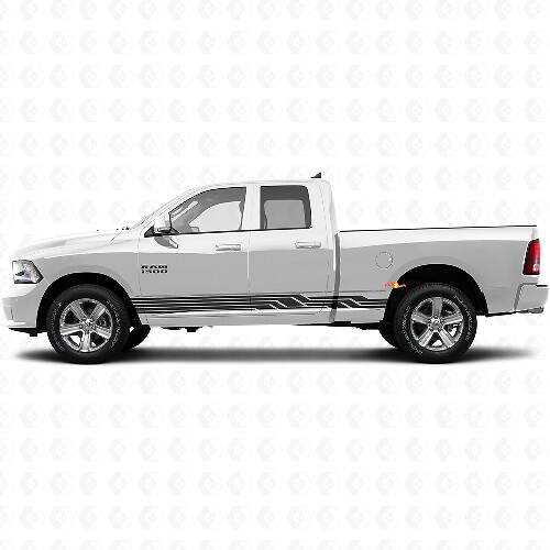 Vinyle Autocollant Bas de Caisse à Bandes Courbes Entrelacées pour Dodge Ram 1500 2011-2018 1