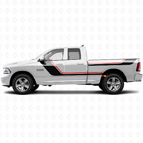 Twin Stripes Door and Rear Side Vinyl Decal Kit for Dodge Ram 1500 2011-2018