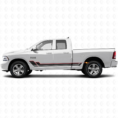 Twin Stripes Rocker Panel Vinyl Decal Kit for Dodge Ram 1500 2011-2018 1