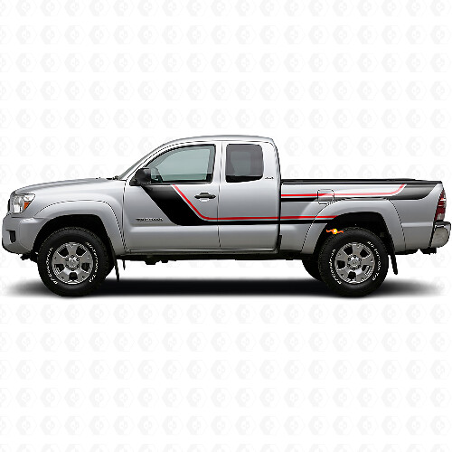 Twin Stripes Door and Rear Side Vinyl Decal Kit for Toyota Tacoma 2004-2015
