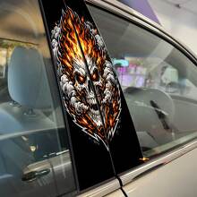 Flaming Skull Pillar Doors Vinyl Decal Sticker_2
