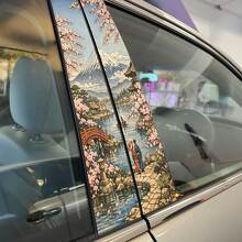 Mount Fuji with Cherry Blossoms Pillar Doors Vinyl Decal Sticker 2