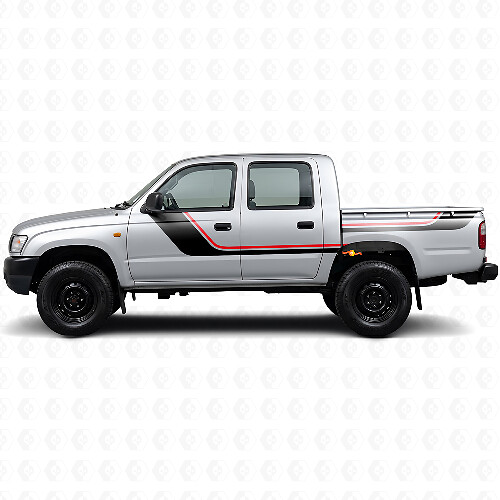 Twin Stripes Door and Rear Side Vinyl Decal Kit for Toyota Hilux 1997-2004