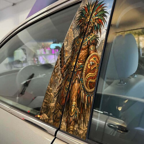 Aztec Warrior Car Door Pillar Vinyl Decal Sticker Set