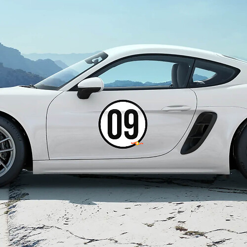 Heritage Style Door Number Roundel Vinyl Decal for Porsche 718 Cayman_1