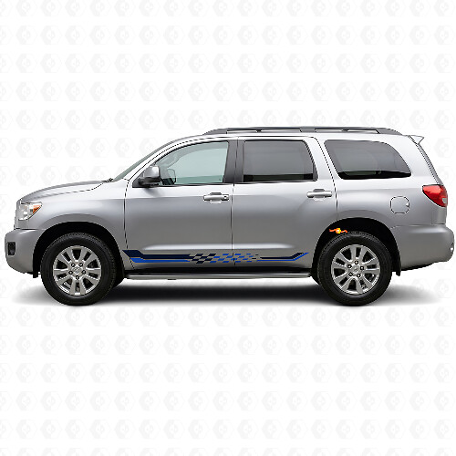 Checkered Flag Side Stripes Vinyl Decal for Toyota Sequoia 2007-2022_1