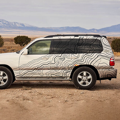 Topographic Style Side Stripes Vinyl Decal for Toyota Land Cruiser 100 1