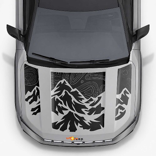 Mountain Topographic Style Bonnet Stripes Vinyl Decal for Jeep Compass 2026