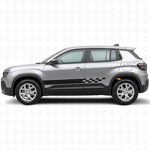 Checkered Stripes Side Vinyl Decal for Jeep Avenger 2023+_1