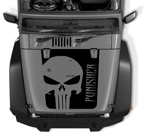 Punisher Skull Hood Vinyl Decal for Jeep Wrangler