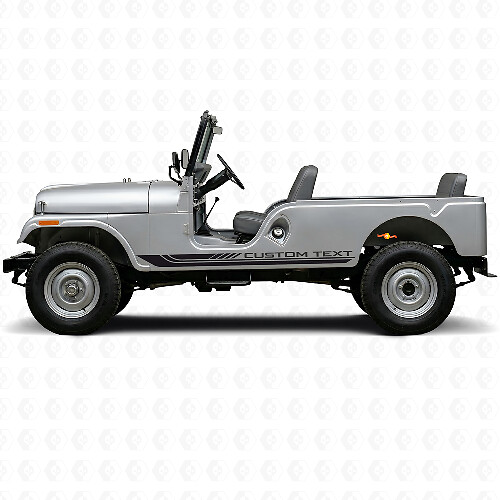 Checkered Curved Side Stripes Vinyl Decal for Jeep CJ-6 1955-1975_1