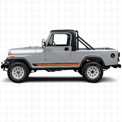 Vintage Straight Stripes Side Vinyl Decal for Jeep CJ-8 Scrambler 1981-1986_1