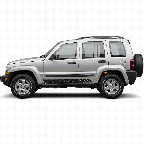 Topographic Style Stripes Side Vinyl Decal for Jeep Liberty 2002-2012_1