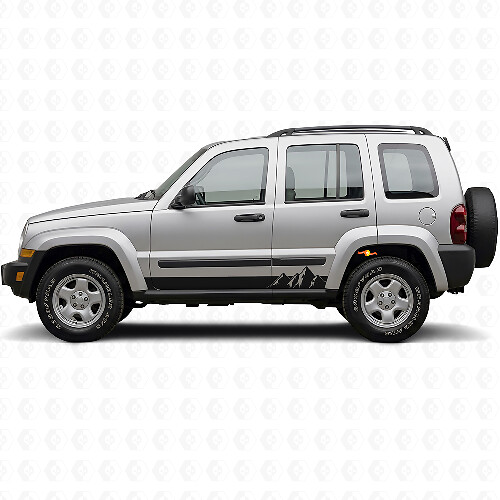 Mountains Wide Stripes Side Vinyl Decal for Jeep Liberty 2002-2012