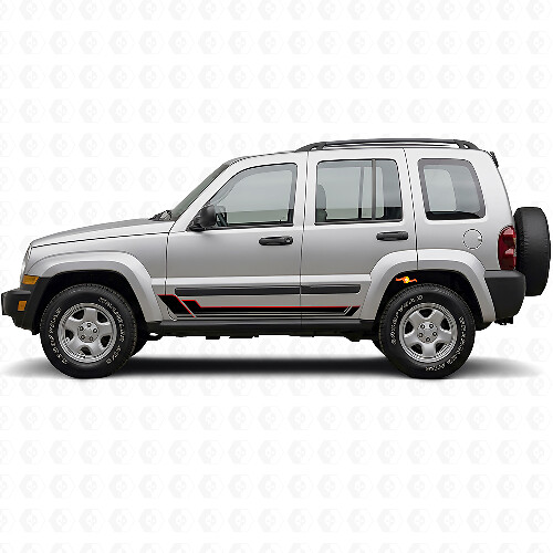 Twin Stripes Rocker Panel Vinyl Decal for Jeep Liberty 2002-2012_1