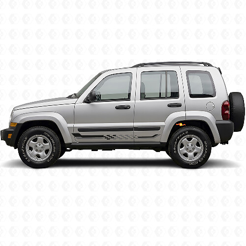 Checkered Flag Side Stripes Vinyl Decal for Jeep Liberty 2002-2012_1