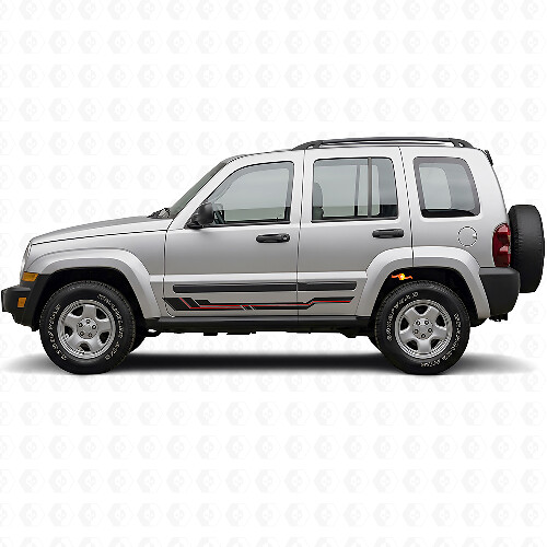 Curved Lines Rocker Panel Vinyl Decal for Jeep Liberty 2002-2012_1