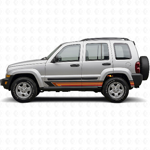 Vintage Straight Stripes Side Vinyl Decal for Jeep Liberty 2002-2012_1