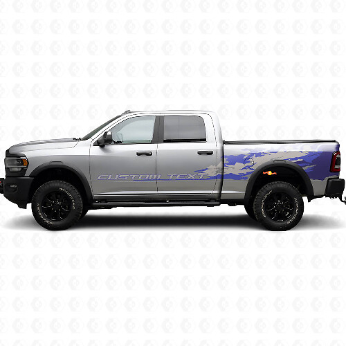 Custom Text Mud Splash Side Vinyl Decal Kit for Dodge Ram 2013–2020