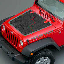 Topographic Map & Custom Text Hood Vinyl Decal Sticker for Jeep Wrangler_3