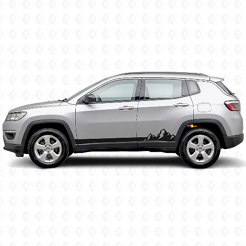 Mountains Thin Stripes Side Vinyl Decal for Jeep Compass 2016+_1